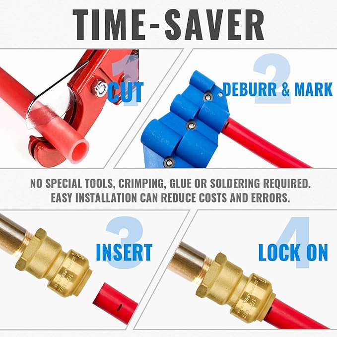 SUNGATOR 1/2 Inch Female Adapter, 1/2 Inch FNPT Adapter, No Lead Brass Push-to-Connect Female Plumbing Fittings for PEX Pipe, Copper, CPVC, with 1 Disconnect Clip, Pack of 2