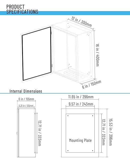 Waterproof Electrical Enclosure 16 x 12 x 6, Outdoor Electrical Box Weatherproof, Electrical Junction Box with Reinforced Lock
