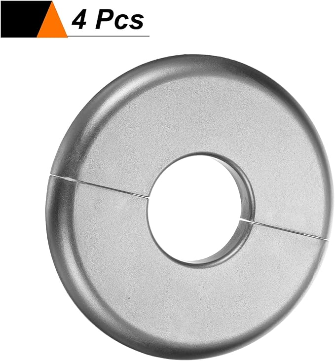 HARFINGTON 4pcs Wall Split Flange 26.5mm/1" Self-Adhesive Plumbing Cover Plates ABS Plastic Round Escutcheon Plate Buckle Design for Water Pipe Bathroom Kitchen Decoration, Gray