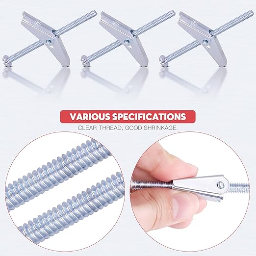 Hilitchi Molly and Toggle Bolt Zinc Plated Steel Philips Round Head Toggle Wing Nut Bolt (60Pcs 3/16 Inch)