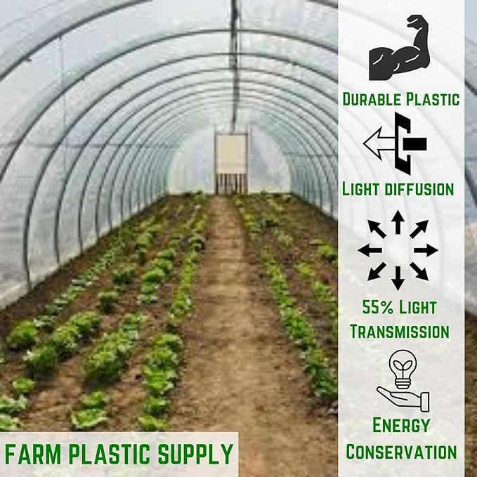 Farm Plastic Supply - Protective Clear Overwintering Plastic Film - Overwintering Film, 6 Mil Clear Plastic Film, Greenhouse Plastic, Durable Plastic Sheeting (4 Mil 9' x 100')