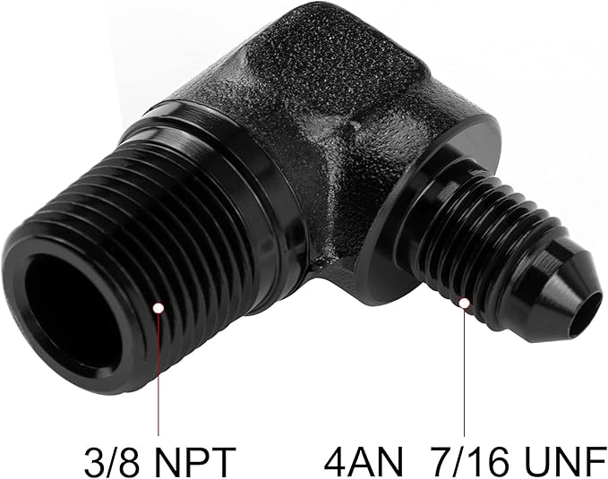 EVIL ENERGY 4AN to 3/8" NPT Male 90 Degree Fitting Adapter Aluminum