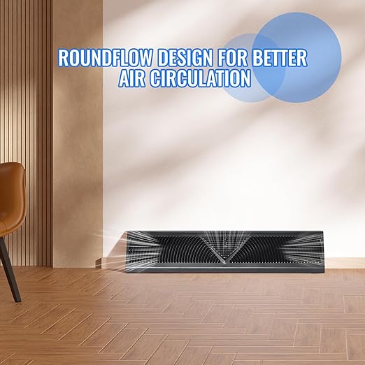8 Pcs Baseboard Register Vent 24 Inch Duct Opening Size Baseboard Vent Covers Diffuser Adjustable Corner Return Air Grille for Home Floor Wall Air Flow Control (8, Black, 24 Inch)