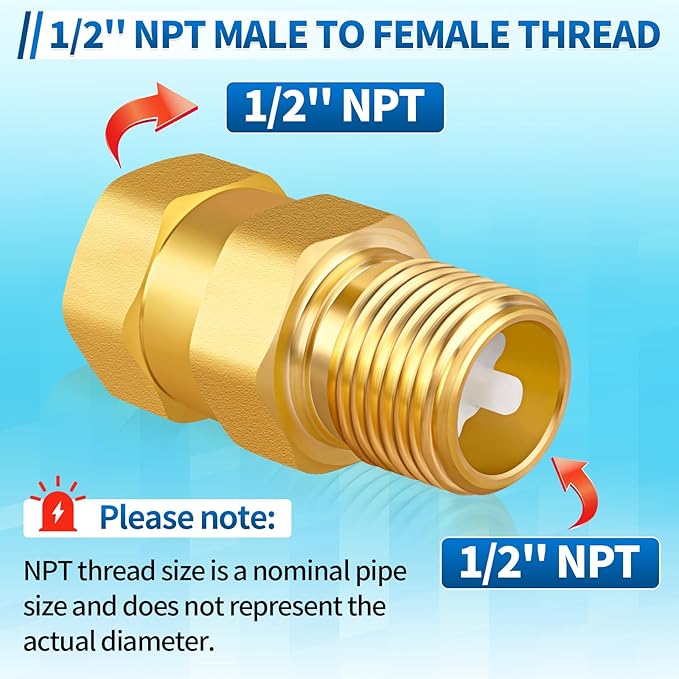 RV Water Heater Check Valve, 1/2" NPT Male to Female Thread Hot Water Heater Backflow Preventer, Lead-Free Brass Plumbing Backflow Check Valve for RV, Camper, Motorhome, Trailer