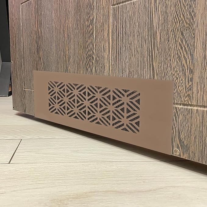 PATIKIL 14 x 3 Inch Door Air Vent Cover, 2 Pcs Heavy Duty Aluminum Grille Ventilation Cover Louvered with Mounting Screws for Cabinet Wardrobe Door, Brown