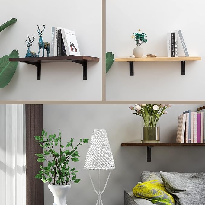 10"x 6"Shelf Brackets,L Shelf Brackets,max Load 300lbs, Vertical Angle, Premium Alloy Metal Heavy Duty Shelf Bracket, high Strength Mounting Hardware Included, Corner Brace Joint,Pack of 4.