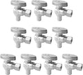 SUNGATOR 10-Pack Angle Stop Valve, 1/2" PEX x 3/8" OD Compression, Quarter Turn Chrome Plated, 1/2 inch Pex Shut Off Valves for Faucet and Toilet, UPC Certified