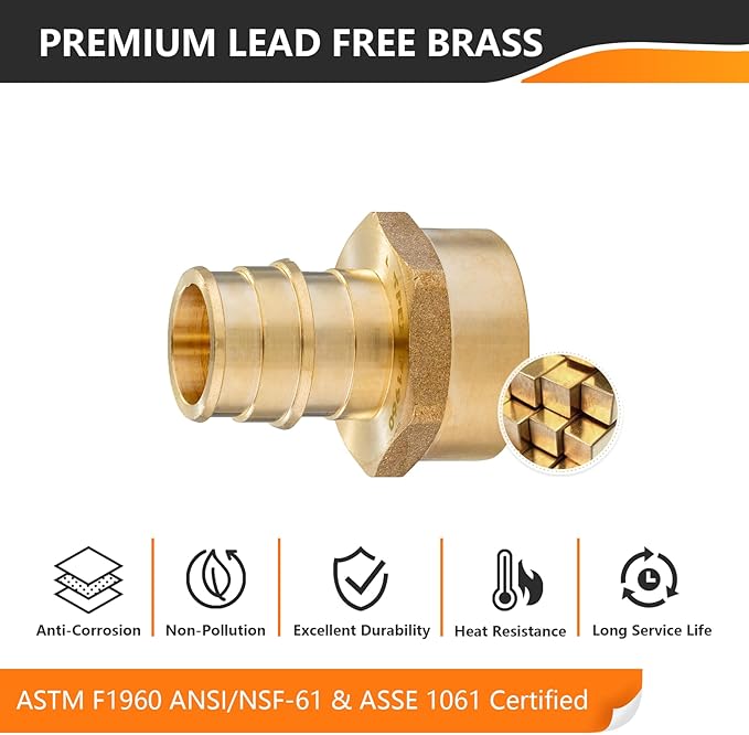 HeSun 100-Pack PEX-A Fitting, Pex Expansion 3/4 Inch Female Thread Adapter,3/4" Female NPT x 3/4" Pex Expansion Adapter,ASTM F1960