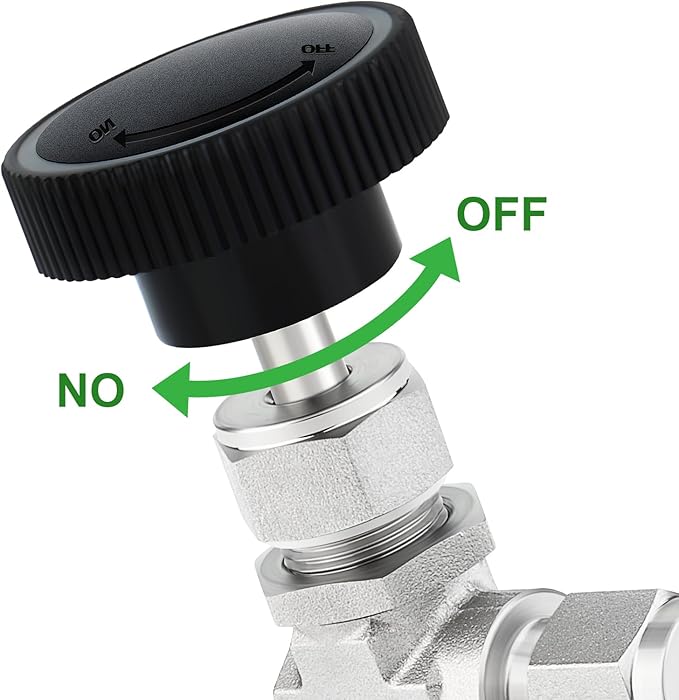 TAISHER 1PCS 304 Stainless Steel Compression Tube 90 Degree Needle Valve 3/8" Tube OD x 3/8" Tube OD For Flow Control Water Gas Oil