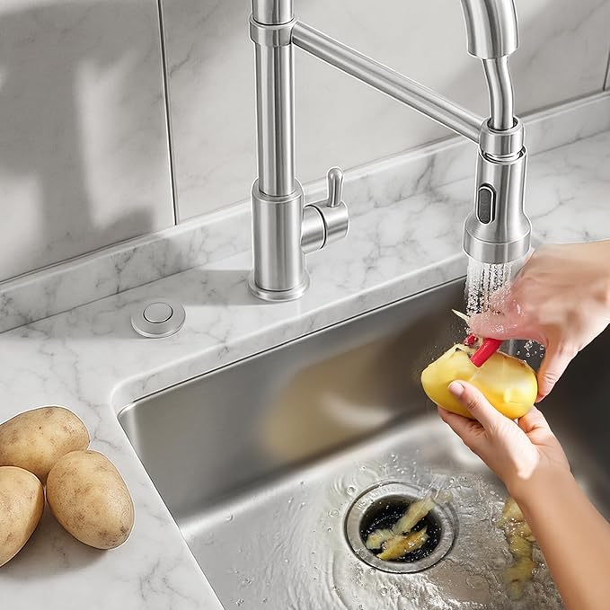 VEVOR Garbage Disposal Air Switch Kit, 3.5" Long Sink Top Air Switch for Food Waste Disposal, Brushed Silver Stainless Steel ON/OFF Air Push Button for Granite, Marble, and Quartz Countertops