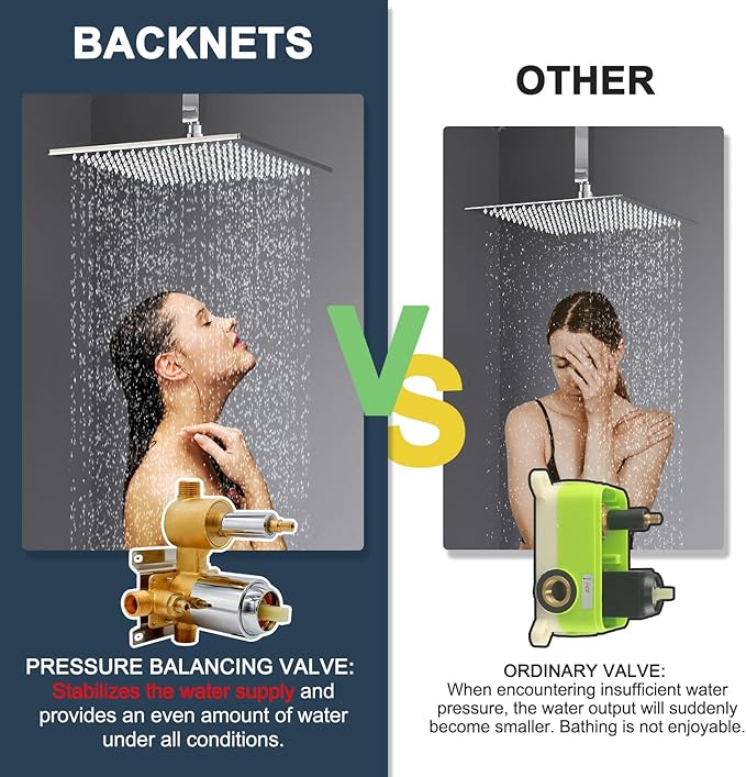 Solid Brass 3 Way Round Pressure Balancing Mixer Shower Valve Replacement Wall Mount Shower Diverter Valve Kit Shower Control Valve Polished Chrome