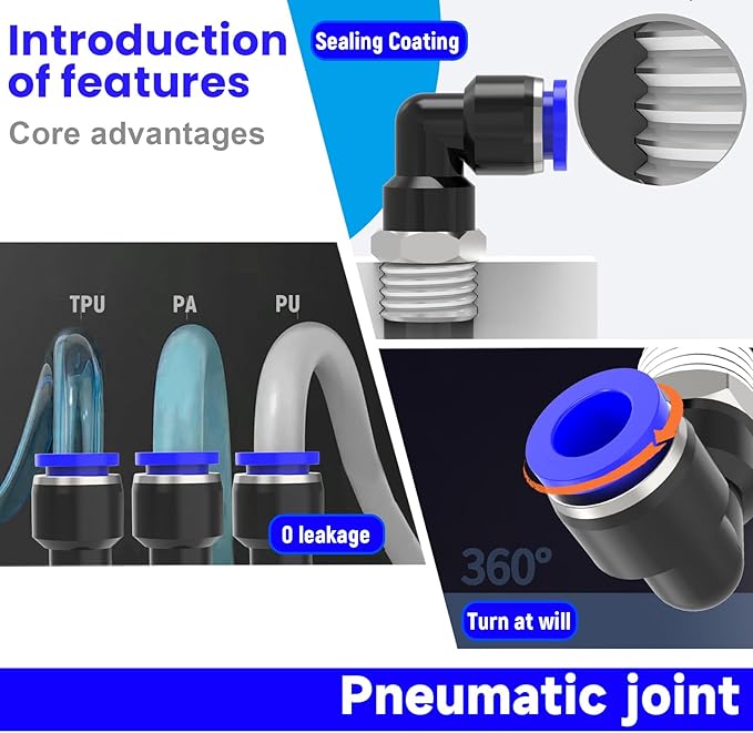 Nickel-plated Iron 1/4"Tube OD x 1/4"NPT 24Packs Quick Release Connectors Elbow and Straight Combination Thread Push to Connect Tube Fittings Kits