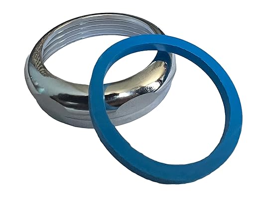 EZ-Fluid 1-1/2" Universal Brass Slip Joint Nut and Blue Heavy Duty Washer Gasket,Chrome for Under Sink Lavatory Kitchen Sink Tubular (1)