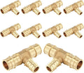 (10-Pack) Seelink PEX-A Fitting, 3/4" x 3/4" x 1/2" Expansion Tee, Brass Fittingg Tee, ASTM F1960(PEX1960120)