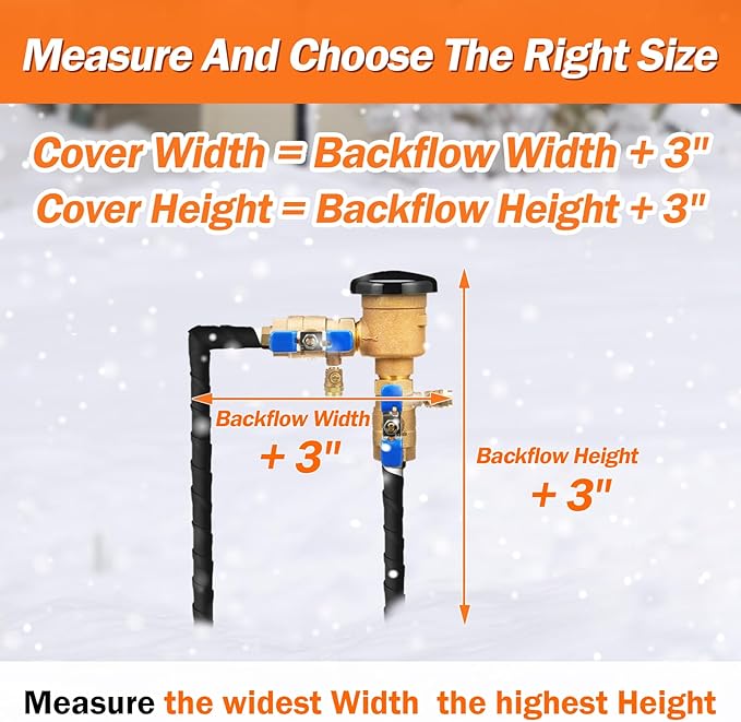 Backflow Preventer Pipe Insulation Cover (5°F) - Irrigation Sprinkler Valve Insulated Pouch - Water Well Pump Cover - Sturdy 5 Layers for Winter Freeze Protection, 16" W x 34" H, Black