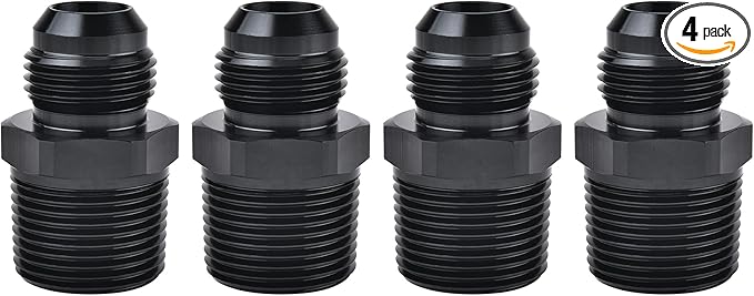 EVIL ENERGY 10AN Male Flare to 3/4" NPT Pipe Fitting Adapter Aluminum Straight Black 4PCS