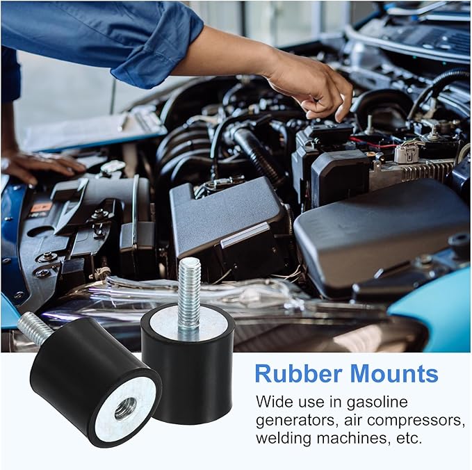 uxcell M5 Rubber Mounts, 1Pcs 20x20mm(DxH) Rubber Cylindrical Anti Vibration Isolator Shock Absorber with Lock Nut for Car Bobbin Generator Air Compressors