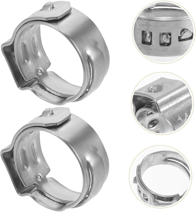 PartyKindom 50Pcs Stainless Steel Single Ear Pex Cinch Clamp Rings for Tubing Pipe Fittings, Corrosion Resistant Water Clamp Clips Suitable for Plumbing Repairs