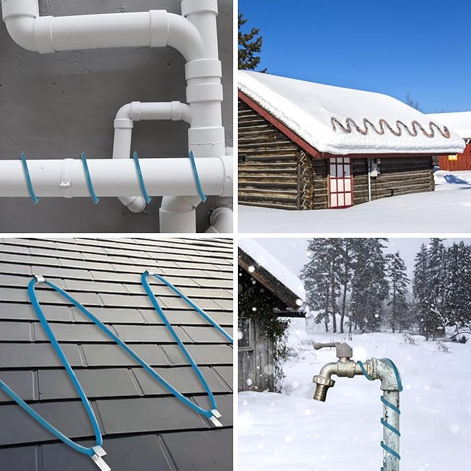 YAMIAOMAO Heat Tape for Water Pipes,24 Ft Blue Self-Regulating Heat Tape,-40°F Deicing Heat Tape,Prevent Water Pipes from Freezing,Heat Tape Water Pipes Suitable For Outdoor Water Tanks Of House
