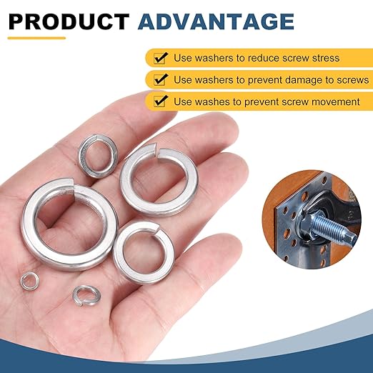uxcell 10 Pcs M22 Split Lock Washers, 304 Stainless Steel Spring Lock Washer 22mm ID 34mm OD 5.7mm Thick for Screws Bolts Fasteners