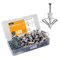 ALBO Drywall Anchor Kit Hollow Wall with Screws 100 pcs. (Grey Anchor 50pcs + Screws 50pcs) Plastic Hollow Wall Drilling Anchors