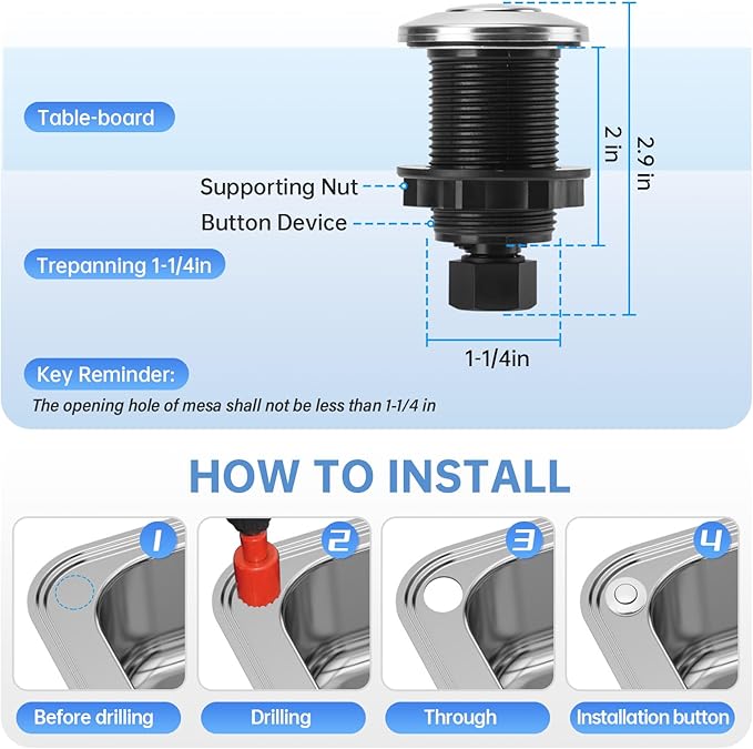 Garbage Disposal Air Switch Kit Dual Outlet Sink Top Waste Disposal Stainless Steel Polished On/Off Air Button Food and Waste Disposals Part by Briidea, UL Listed