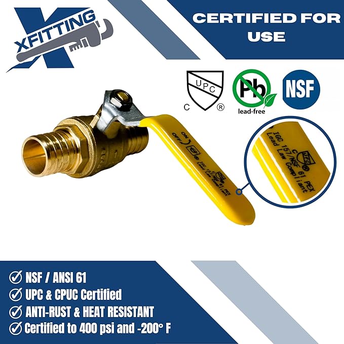 XFITTING 4 Pieces 1" Pex Ball Valve, 23-1-1=4X (4 Packs)