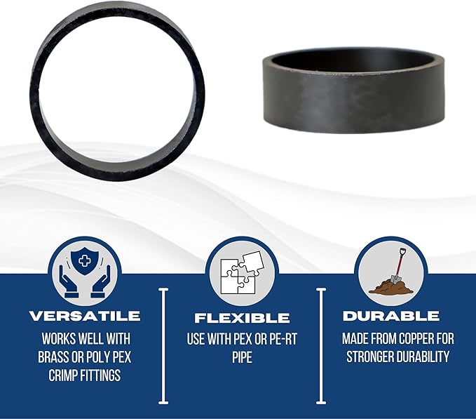 XFITTING 3/4 inch Pex Copper Ring, Pex B Crimp. (Black-Oxidized Surface), 50 Pieces