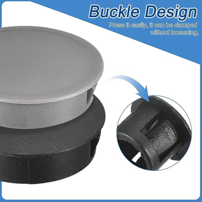 uxcell 4Pcs 50mm(2") Nylon Hole Plugs, Flush Type Panel Round Snap in Fastener Knockout Locking Plugs for Furniture Insert End Caps Panels, Black