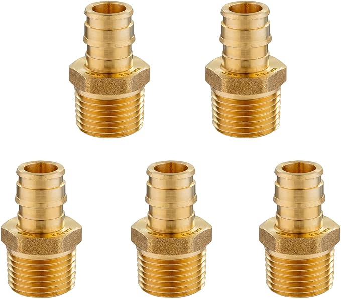5-Pack 1" PEX-A Expansion Male NPT Adapter, ASTM F1960 NPT Adapter for Pex Tubing(PEX1960019-5Pack)