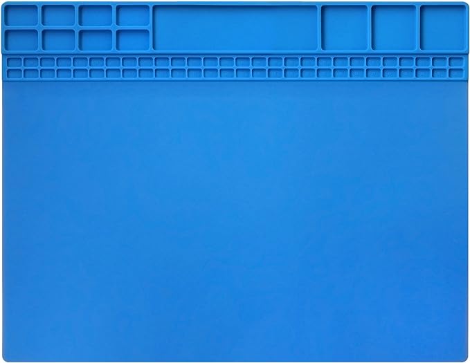 Handook Soldering Mat Silicone Repair Mat Heat Resistant 932°F Workbench Mat for Cellphone, Computer, PCB board Electronic Repair Mat for Soldering Station Iron Gun with Size 16 x 12 Inch (Blue)