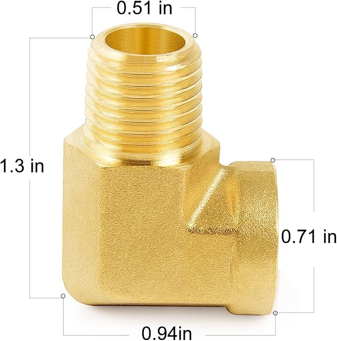 ChillWaves Brass Pipe Fitting, 90 Degree Barstock Street Elbow 1/4" NPT Female x 1/4" NPT Male Thread Adapter(2-PACK)