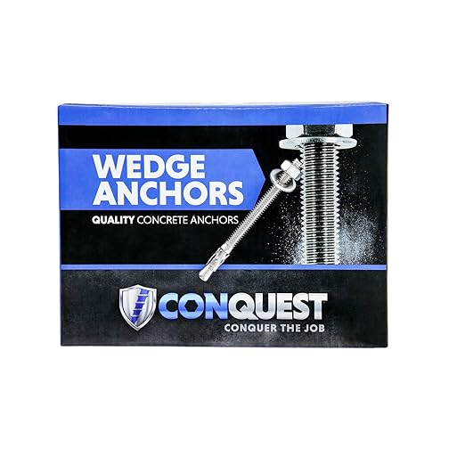 Conquest 1/4" x 3-1/4" Type 316 Stainless Steel Wedge Anchors (Box of 100) Heavy Duty Fastener for Concrete