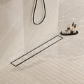Neodrain 18 in Matte Black Linear Shower Drain- with 2-in-1 Flat & Tile Insert Cover, 304 Stainless Steel Rectangle Shower Floor Drain,Floor Shower Drain