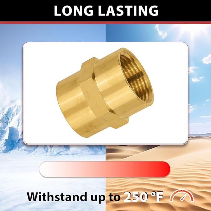(Pack of 10) EFIELD 3/4" x 3/4" Female NPT Coupling, Soild Brass Hex Nipple Brass Pipe Fittings,(NPT078)