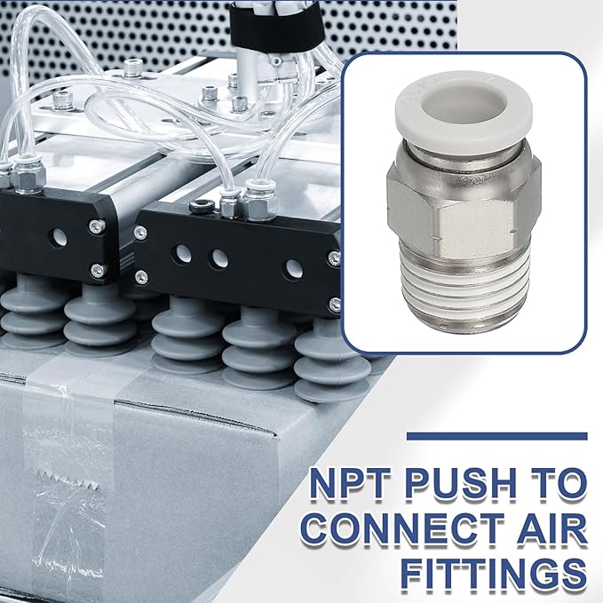 MECCANIXITY 2 Pcs NPT Push to Connect Air Fittings, Male Straight 5/16" Tube OD x 1/4" NPT Thread Air Quick Connector Coupling Adapter for Gas Hose Pneumatic Tools, White