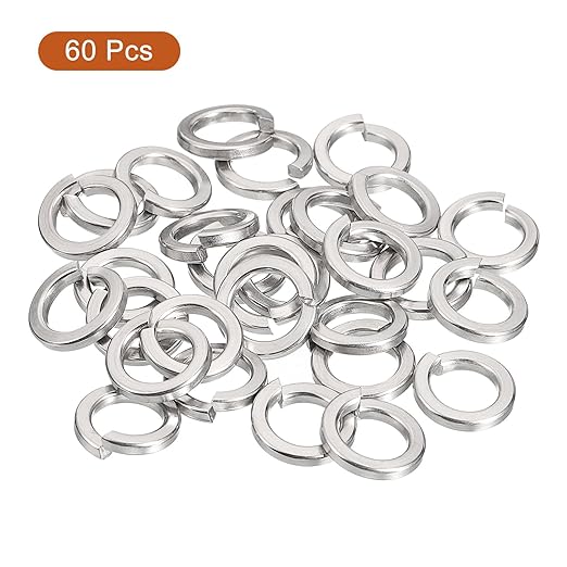 uxcell 60 Pcs Spring Lock Washer, M10 Split Lock Washer Assortment 316 Stainless Steel Lock Washers for Screws Bolts Nuts, Silver
