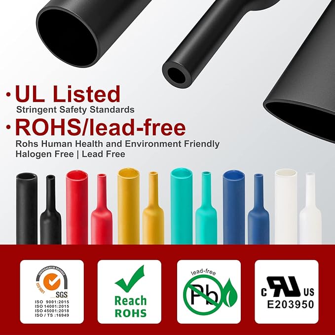 Chanzon 3:1 Ratio 5/16" (7.9mm) Heat Shrink Tubing - Marine Grade Waterproof Adhesive Lined - 8Ft Roll (2.5M Total Length) Black Polyolefin Sleeving Wrap Shrinking 3 to 1 Ratio 1pcs