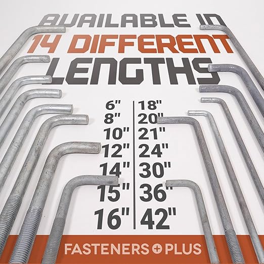1/2"-13 x 8" L-Bolt Concrete Anchor Bolt - Hot Dip Galvanized by Conquest Fasteners