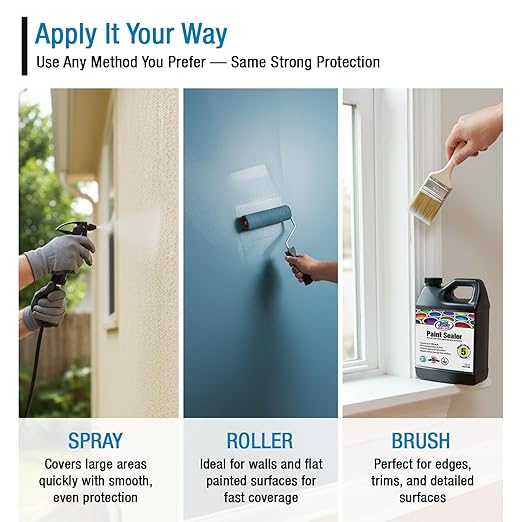 RainGuardPro Acrylic Paint Sealer 5 Gallons | Indoor Outdoor Protection | Water-Based, VOC-Free | Shields Surfaces from Water, UV, Weather | Easy Application | Semi-Satin Finish