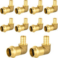 10-Pack HeSun Copper Press Fitting Elbow, 1/2" PRESS X 1/2" PEX F1807 Crimp Elbow, LF Brass