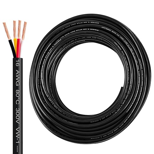 16 Gauge Wire 4 Conductor,16 AWG Electrical Wire Stranded PVC Cord Oxygen-Free Copper Cable,100 FT 4 Core Pure Copper Flexible Cable Wire for LED Lamp Lighting Strips Automotive (100FT, 16AWG-4C)…