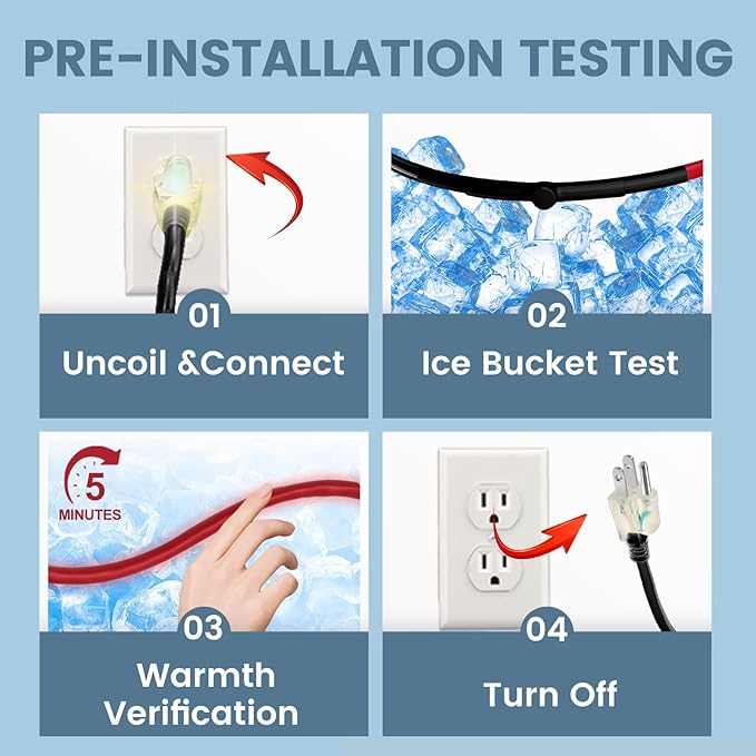 65 Feet Heating Tape for Pipe Freeze Protection with Build in Thermostat, 120 V Electric Pipe Protection from Freeze with Thermostat, 7 W/Ft, Heat Trace for Water Pipes