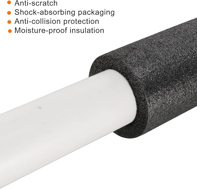 MECCANIXITY Foam Tube Sponge Protective Sleeve Black Seal Sleeve Polyethylene Pipe 40x60mm(1.57x2.36 Inch) for Pipe Insulation, Pack of 2