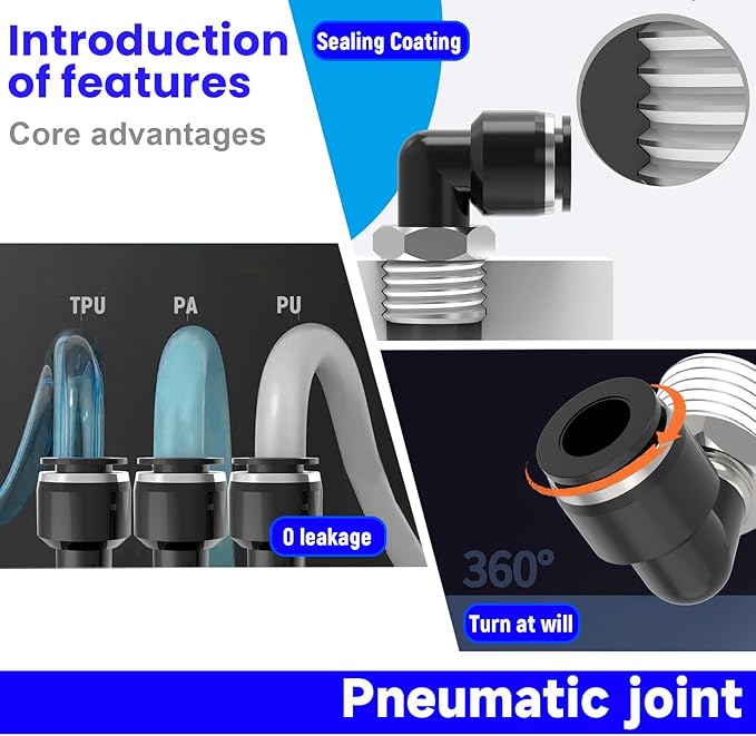 12Packs 8MM OD Tube x 1/4" NPT Thread Elbow Push to Connect Fittings,Pneumatic Male Quick Connect Air Line Hose Fittings Accessories