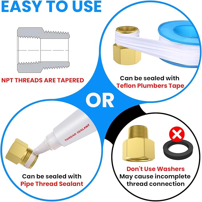SDTC Tech 2-Pack Brass Pipe Fitting 3/4 NPT Thread Male to 3/4 NPT Thread Female Reducer Adapter, Brass Pipe Extension Connectors