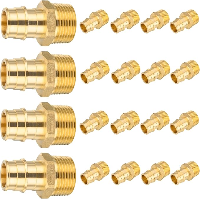 20-Pack HeSun PEX A Expansion Fitting, 1/2 Inch Male Thread Adapter,1/2" Male NPT x 1/2" Pex Expansion Adapter,ASTM F1960(PEX1960016-20)