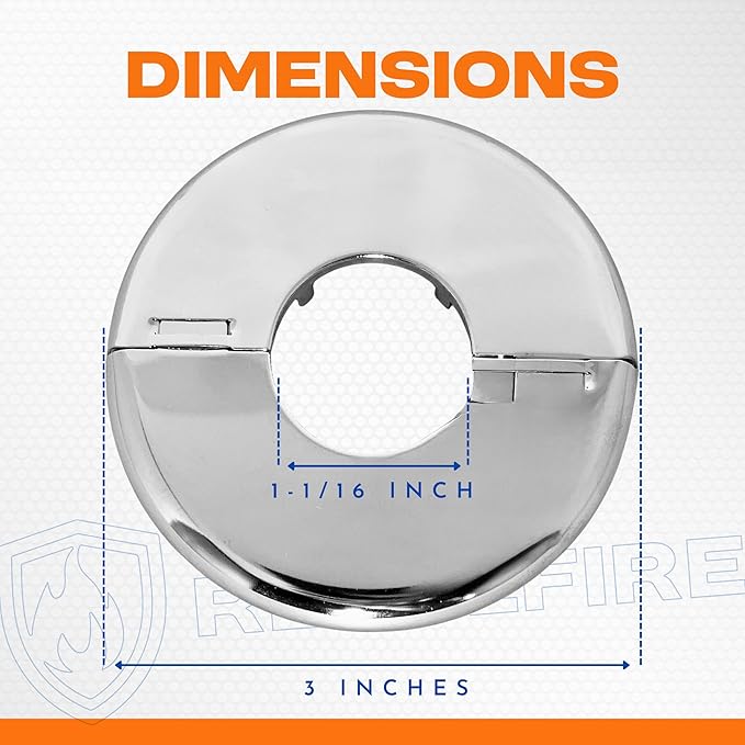 Retrofit Fire Sprinkler Escutcheon Cover Plate 3/4" IPS - Flat 2 Piece Stainless Round Split Flange for Easily Covering Gaps Between Fire Sprinkler Pipe and Ceiling or Wall - 1 PK