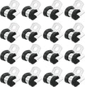 uxcell 1/4"(6mm) Cable Clamp, 304 Stainless Steel Rubber Cushioned Insulated R Shape Metal Clamp Tube Holder for Pipe Hose Wire Cord Installation 16Pcs