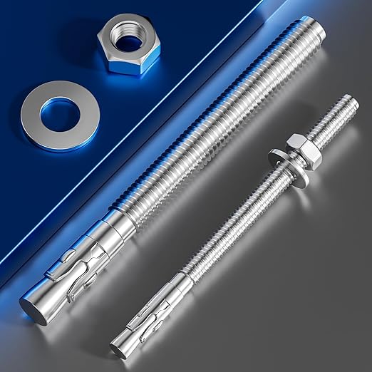 10Pcs 1/4x4 Inch Standard Fasteners for Heavy-Duty 304 Stainless Steel Wedge Anchors for Cement and Concrete